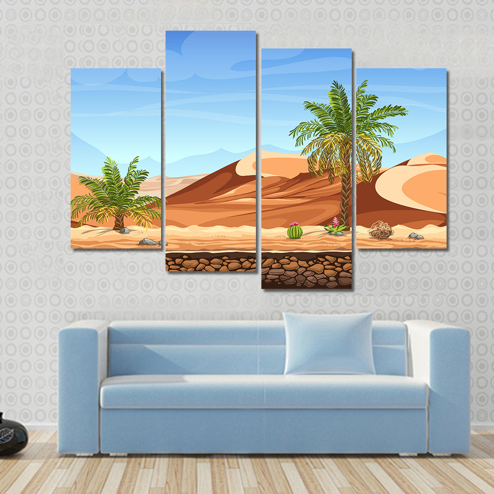 Desert Side-scrolling Game Scene Canvas Wall Art