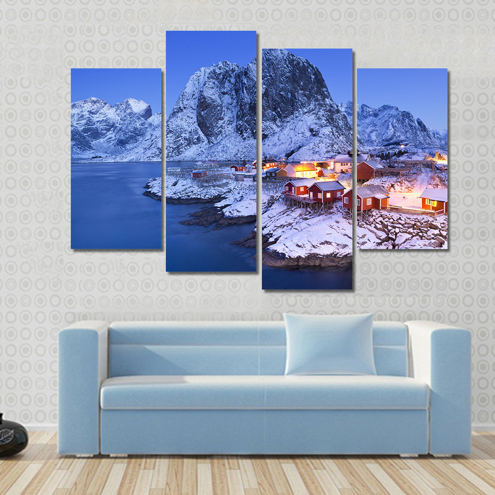 Norwegian Fisherman's Cabins In Lofoten Canvas Wall Art