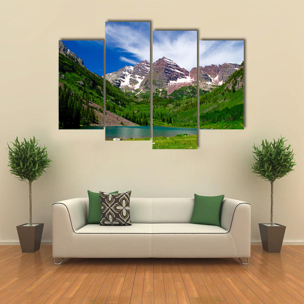 Maroon Bells Alpine Lake and Mountain Peaks Canvas Wall Art
