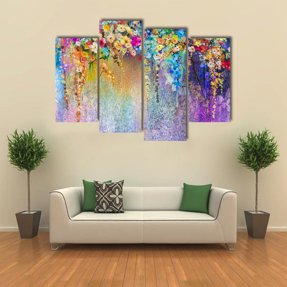 Cascading Watercolor Floral Abstract Canvas Wall Art