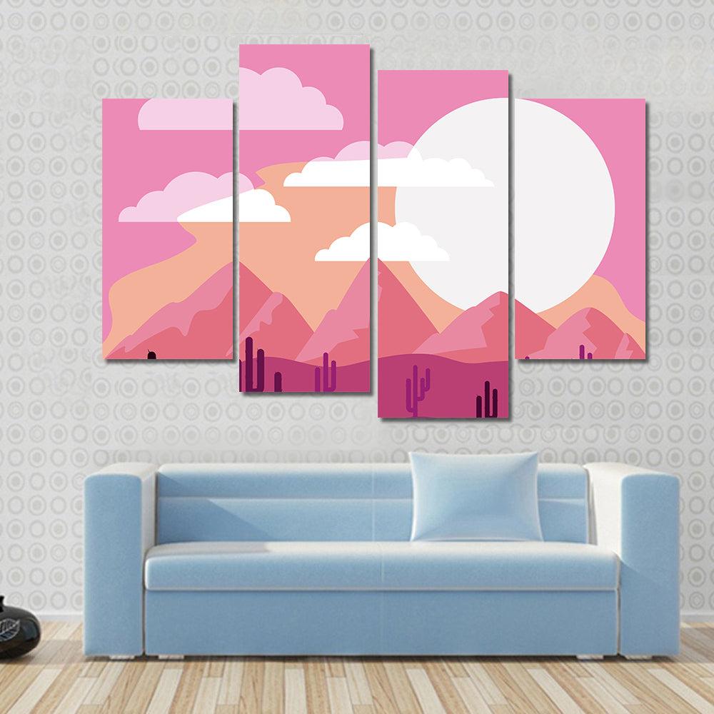 Desert Sunset with Saguaro Silhouettes Canvas Wall Art