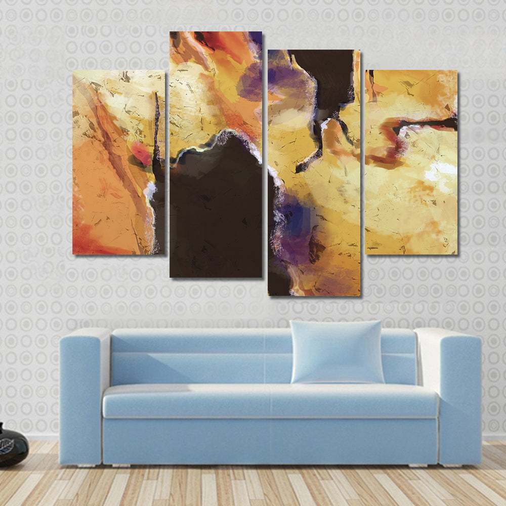 Textured Orange Abstract with Dark Central Void Canvas Wall Art
