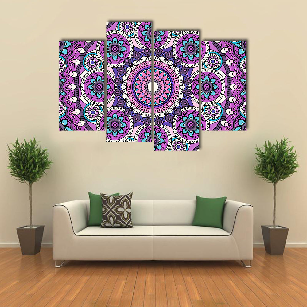 Purple Mandala Pattern Canvas Wall Art