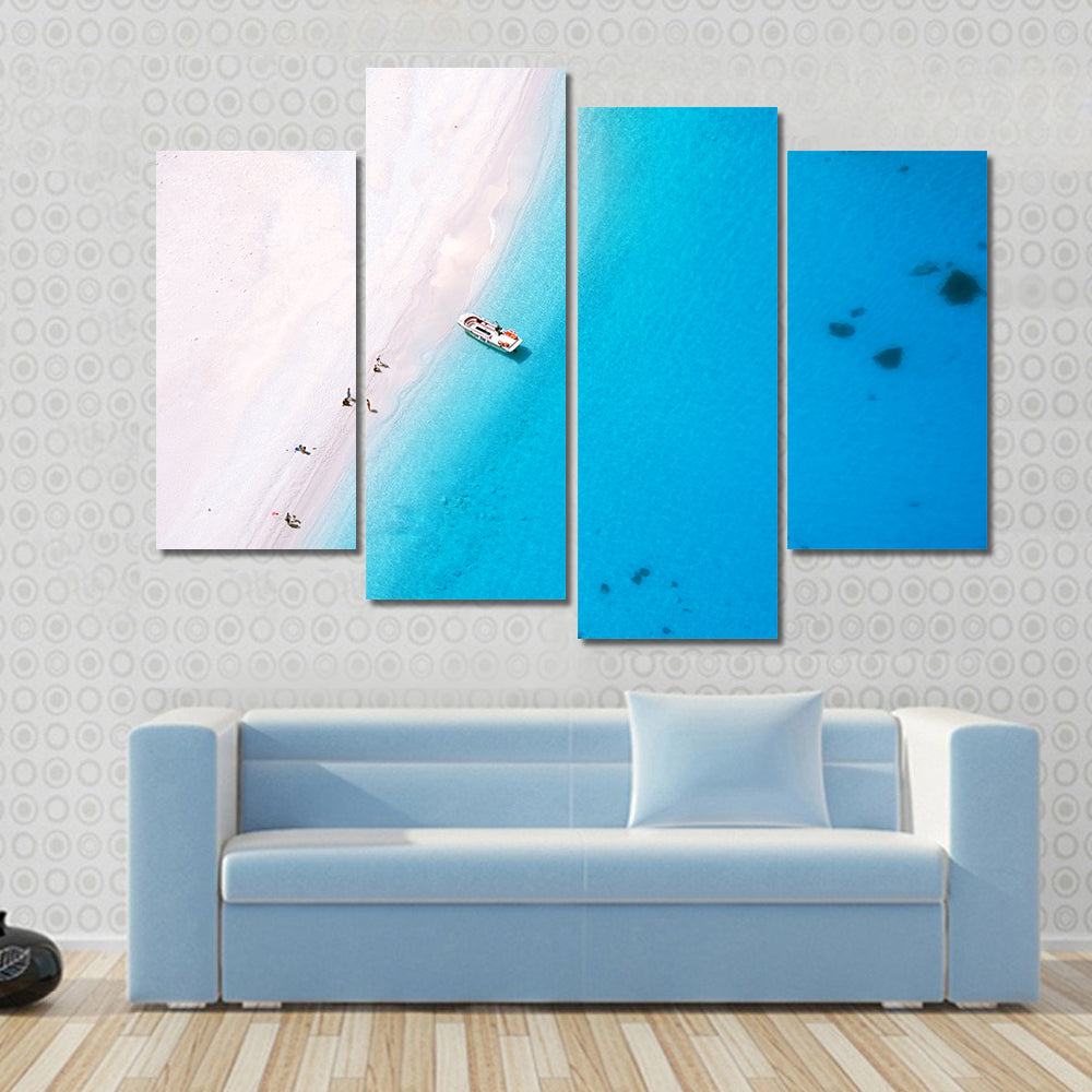 Aerial Beach on Zakynthos Island Canvas Wall Art