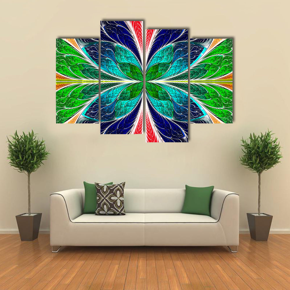 Stained Glass Fractal Butterfly Canvas Wall Art