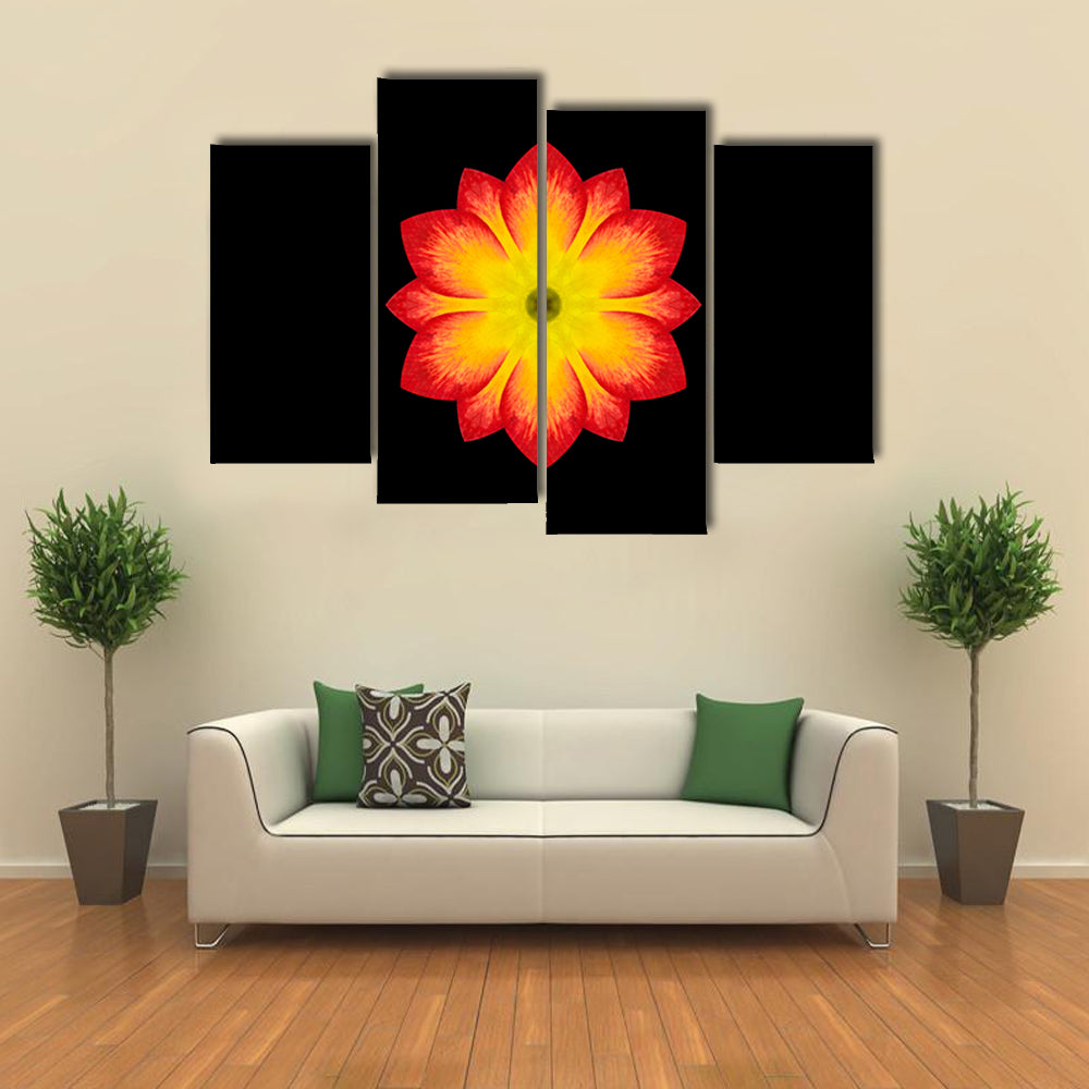 Red And Yellow Flower Mandala Canvas Wall Art