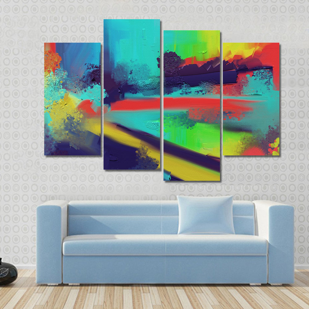 Expressionist Color Burst with Yellow-white Highlight Canvas Wall Art