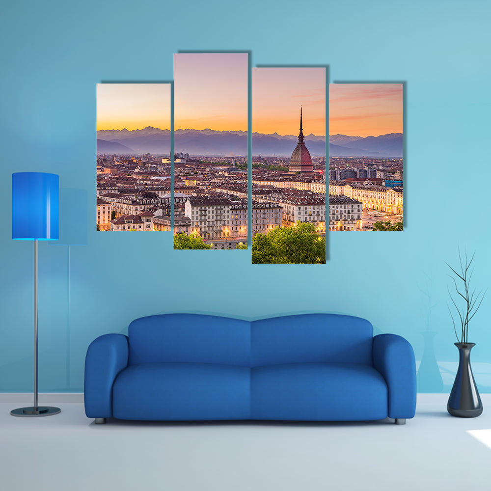 Torino Cityscape In Turin Italy Canvas Wall Art