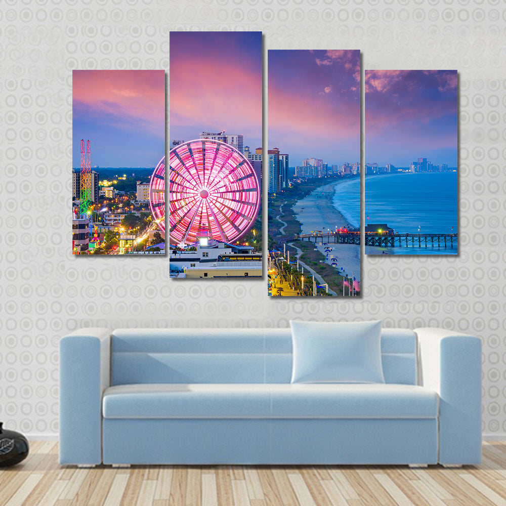 Myrtle Beach Sunset Ferris Wheel Canvas Wall Art