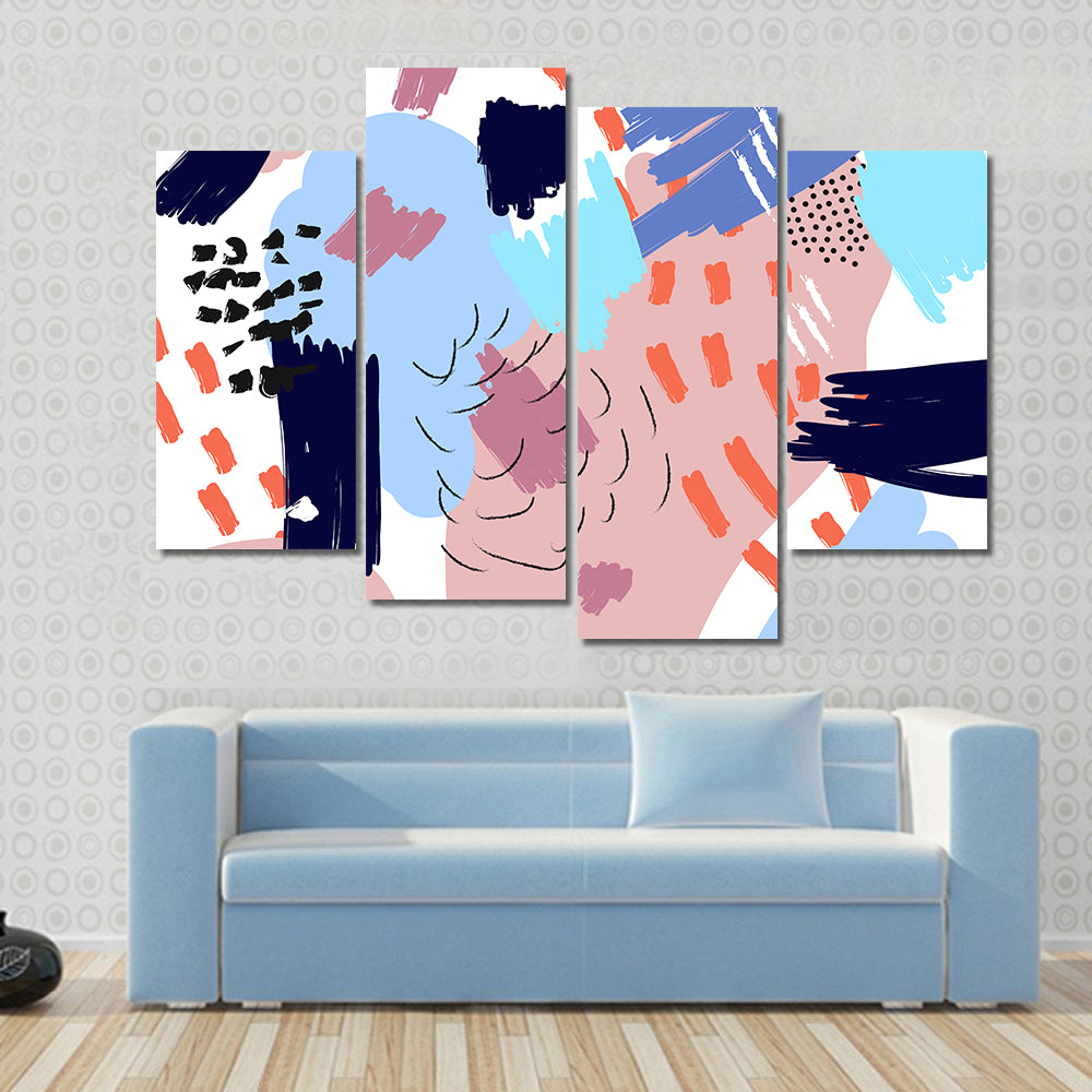Memphis Style Abstract Collage Canvas Wall Art