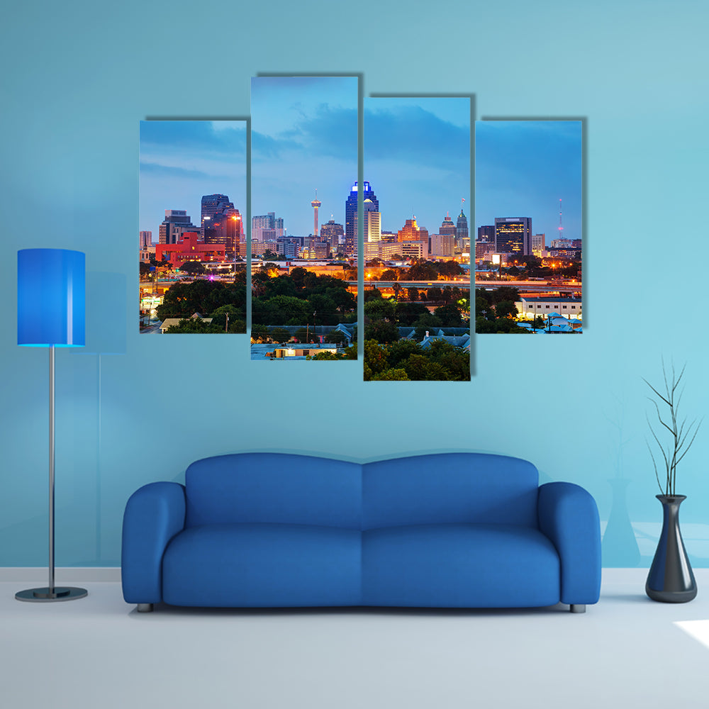 San Antonio Evening Cityscape In Texas Canvas Wall Art