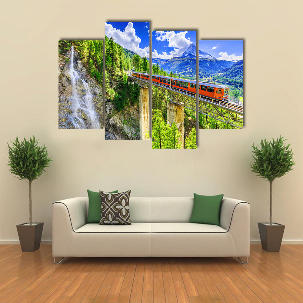 Gornergrat Tourist Train In Zermatt, Switzerland Canvas Wall Art
