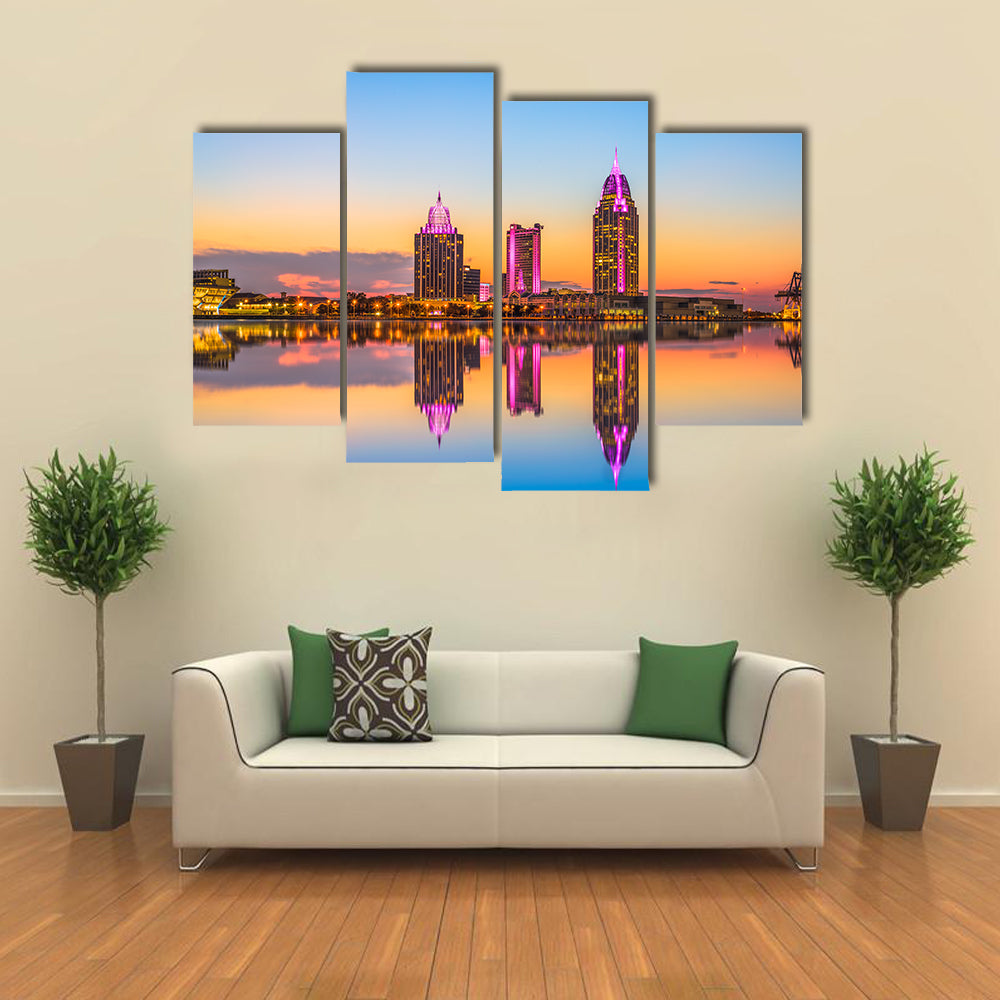 Alabama Downtown Skyline at Dusk Canvas Wall Art