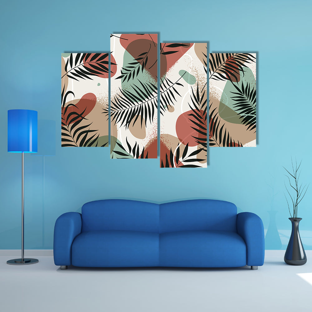 Tropical Palm and Fern Leaves Print Canvas Wall Art