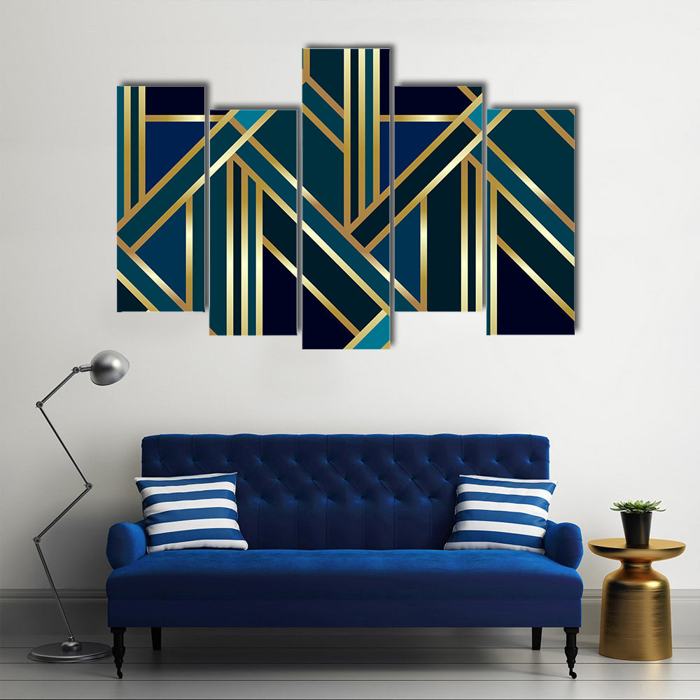 Golden Geometric Pattern Canvas Wall Art