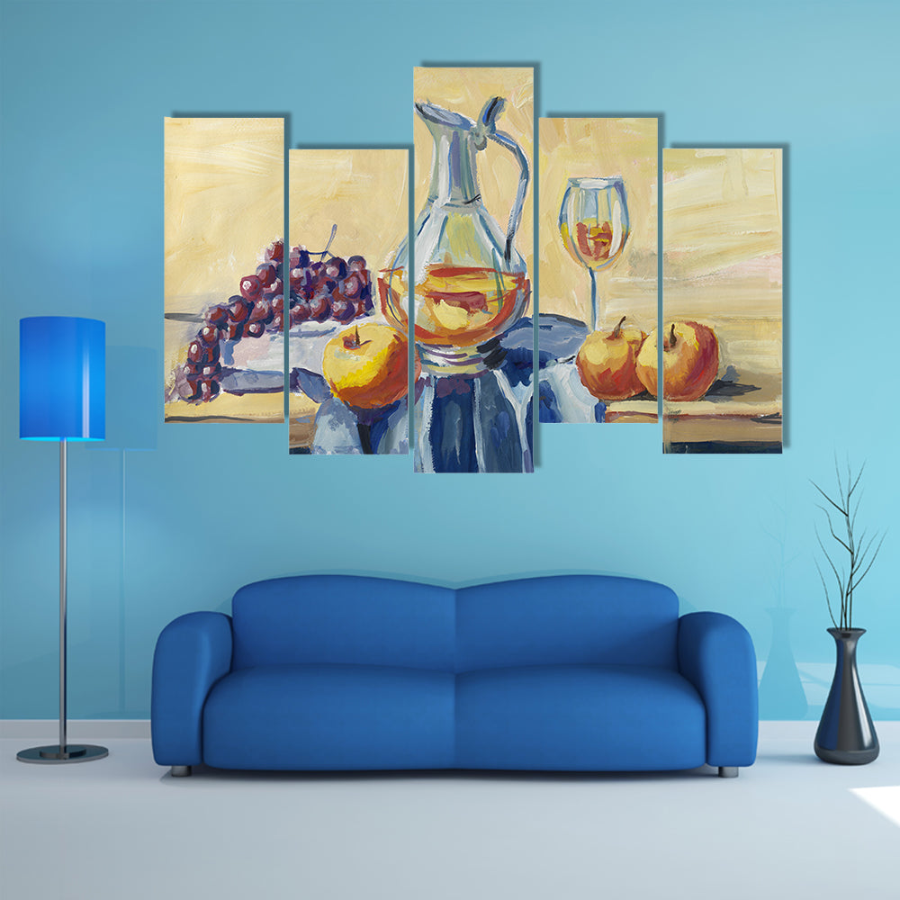 Classical Still Life with Pitcher and Fruit Canvas Wall Art