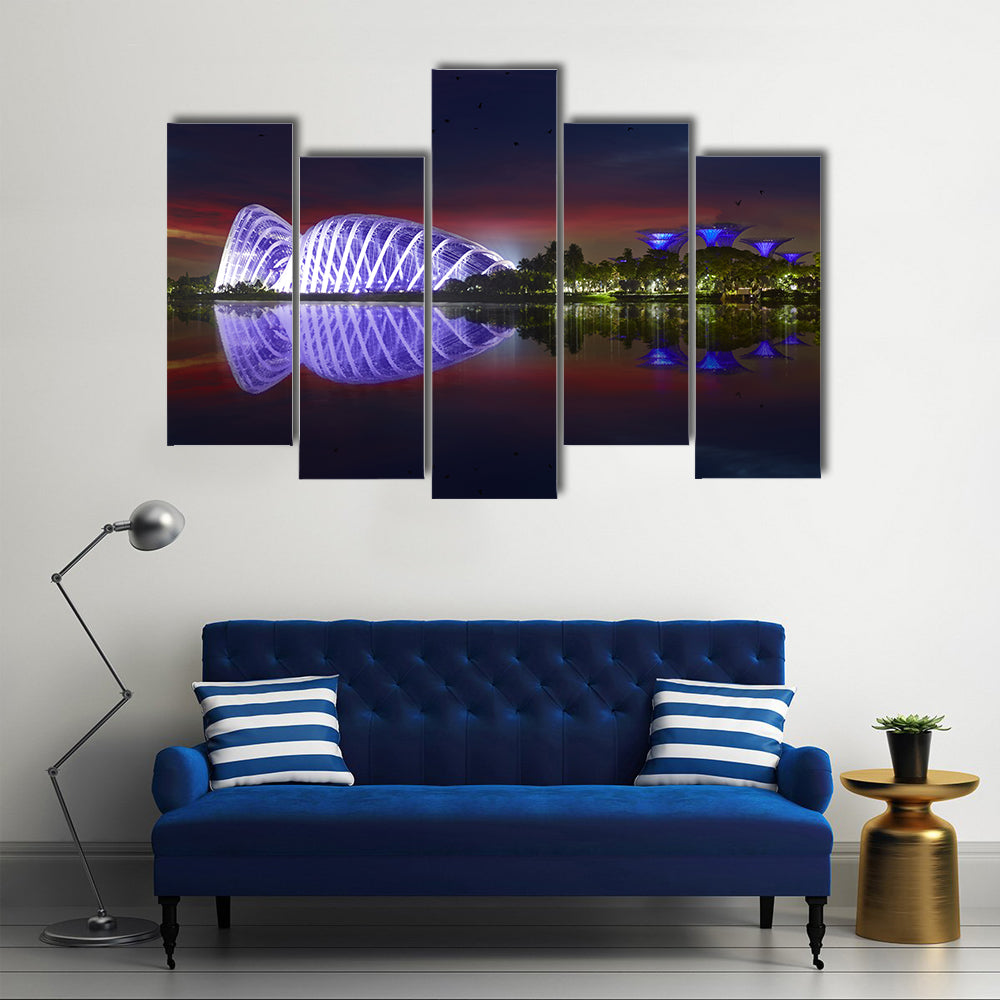 Singapore Gardens by the Bay Night Reflection Canvas Wall Art
