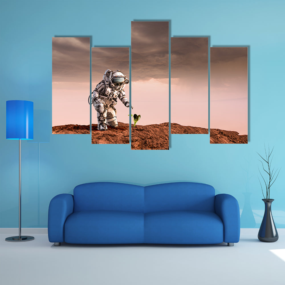 Astronaut on Rust-red Planet Canvas Wall Art