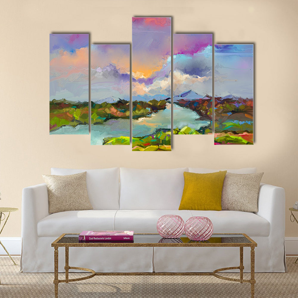 Semi-abstract River Landscape Canvas Wall Art