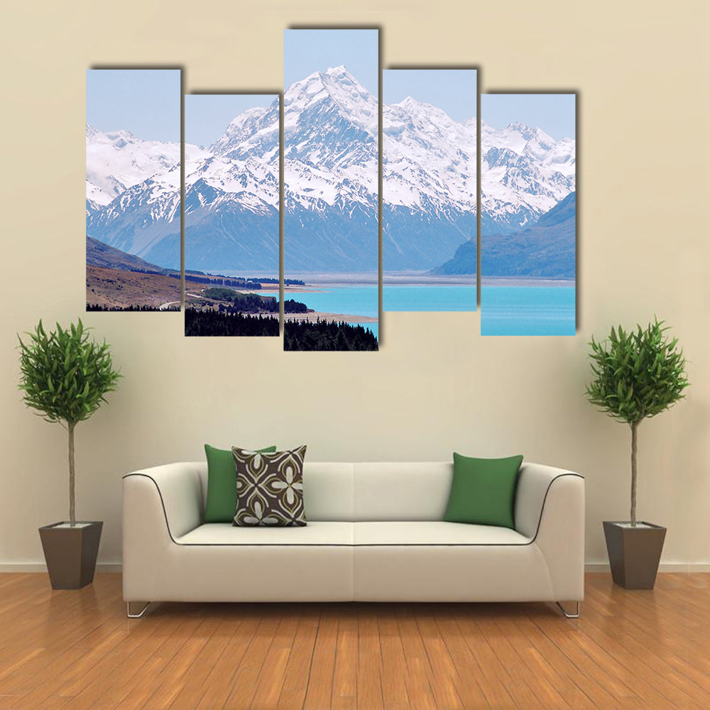 Mount Cook Over Turquoise Lake Pukaki Canvas Wall Art