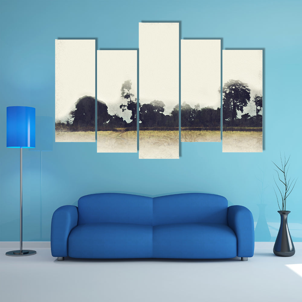 Abstract Tree and Field Canvas Wall Art