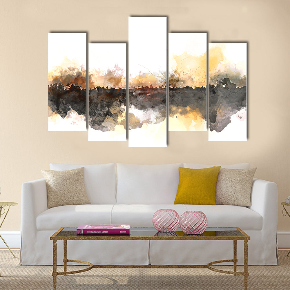 Sunlit Misty Forest Watercolor Canvas Wall Art