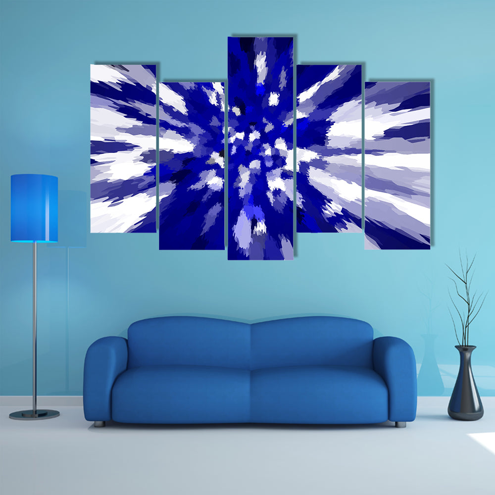 Navy Blue Starburst Abstract Canvas Wall Art