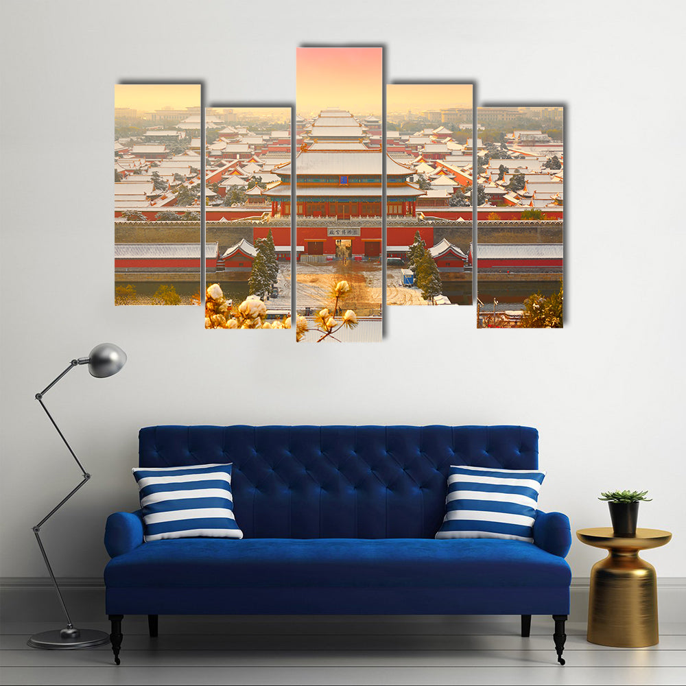 Forbidden City Snow at Sunset Canvas Wall Art