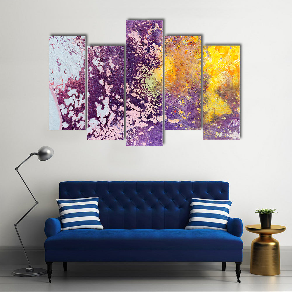 Purple and Yellow Abstract Texture Canvas Wall Art