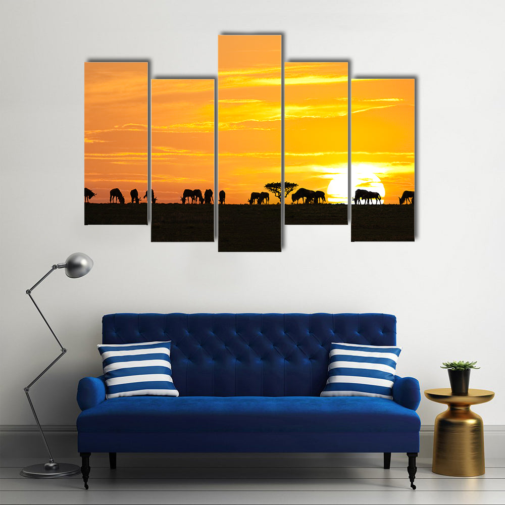 Sunrise In Serengeti National Park In Tanzania Canvas Wall Art