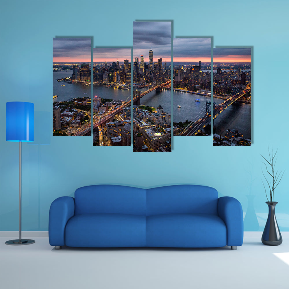 New York City at Night Canvas Wall Art