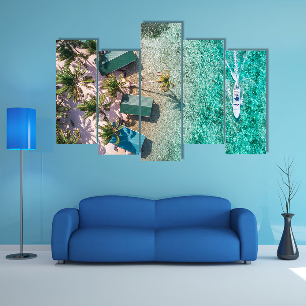 Aerial View of Tropical Island Coast Canvas Wall Art