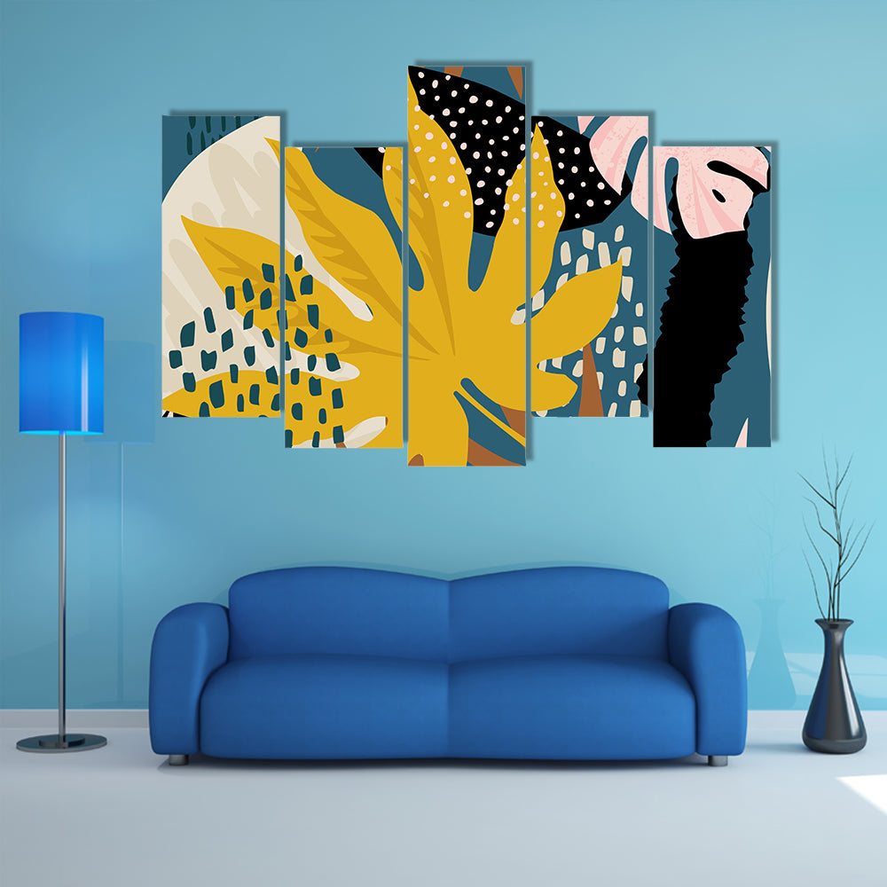 Abstract Tropical Leaves Pattern Canvas Wall Art