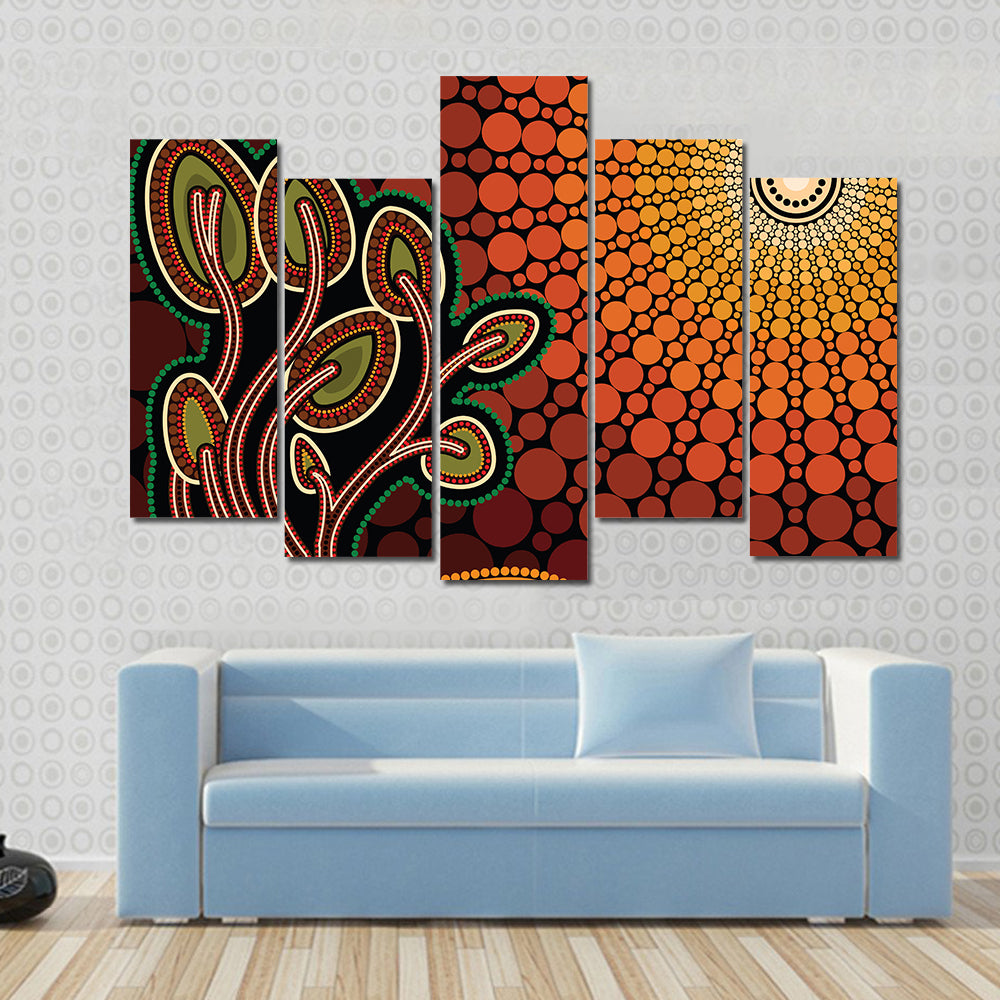 Aboriginal Tree on Hill Canvas Wall Art