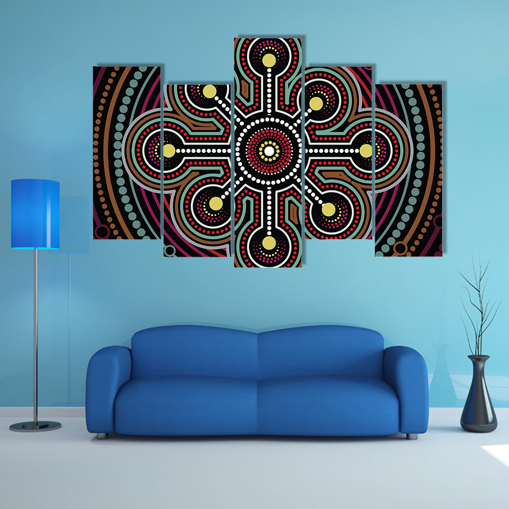 Aboriginal Dot Mandala Design Canvas Wall Art