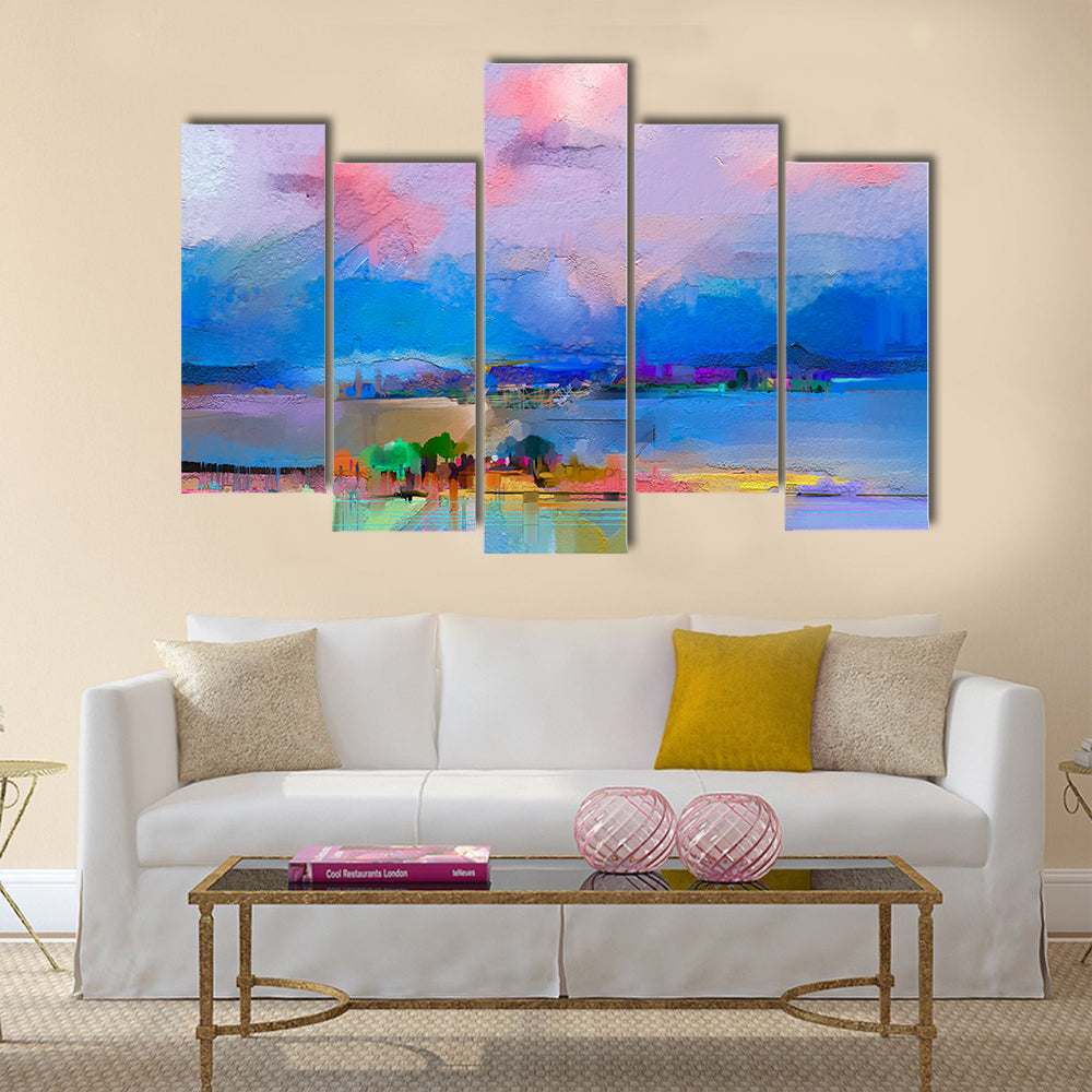 Colorful Sky Abstract Landscape Canvas Wall Art