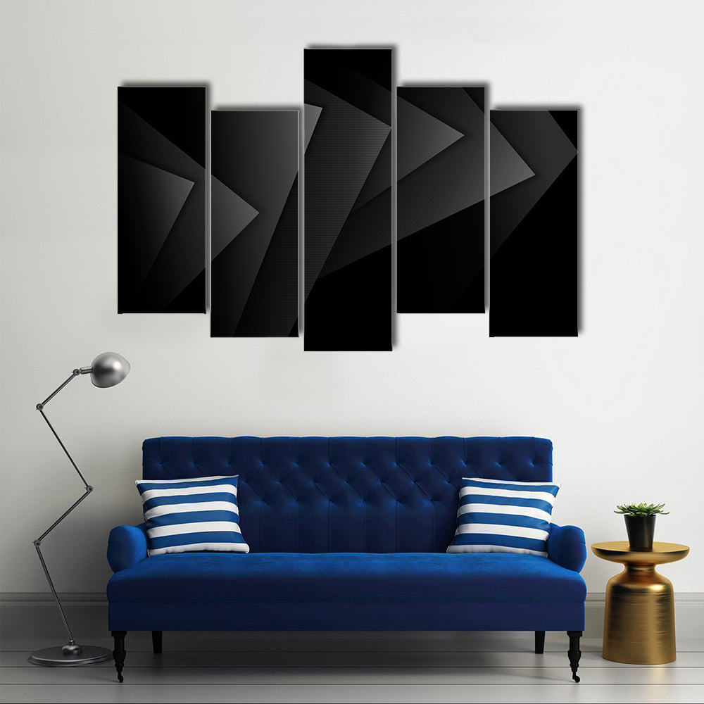 Dark Textured Geometric Layers Canvas Wall Art
