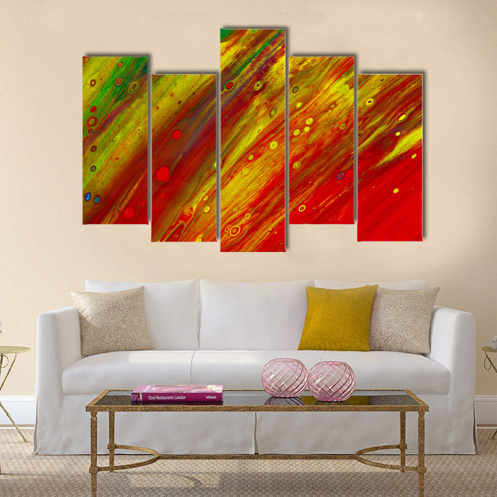 Red and Yellow Fluid Abstract Canvas Wall Art