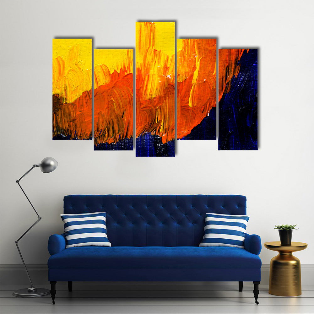 Bold Impasto Brushstrokes in Warm and Cool Hues Canvas Wall Art