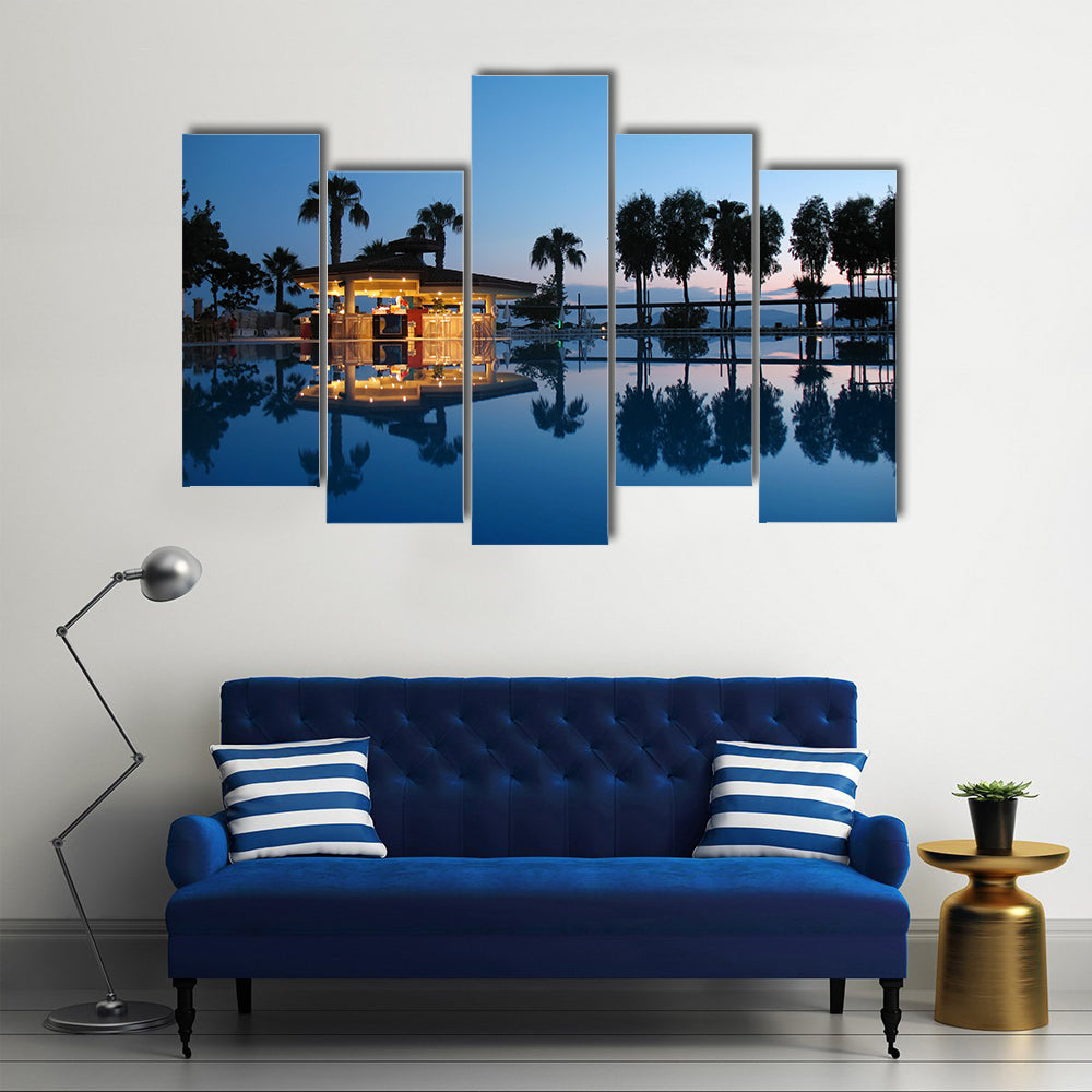 Night Bar On Summer Beach in Turkey Canvas Wall Art