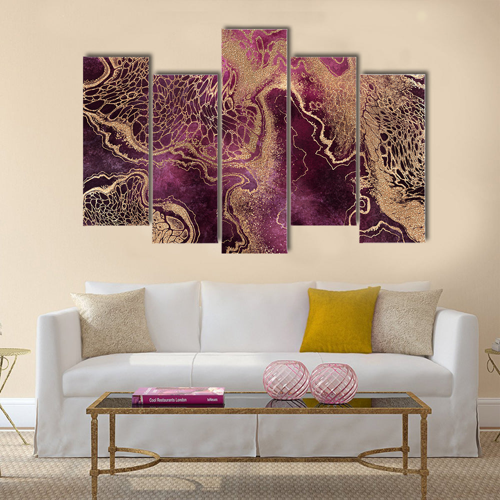Gold Veined Marble Abstract Canvas Wall Art
