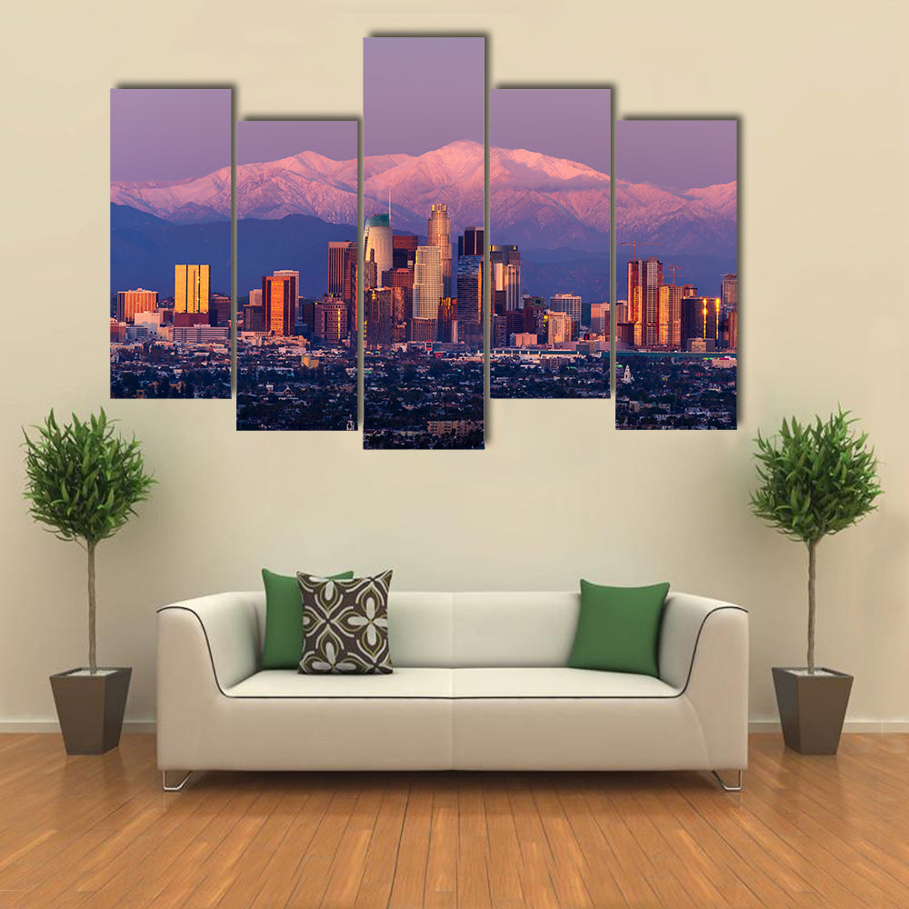 Downtown Los Angeles Skyline at Sunset Canvas Wall Art