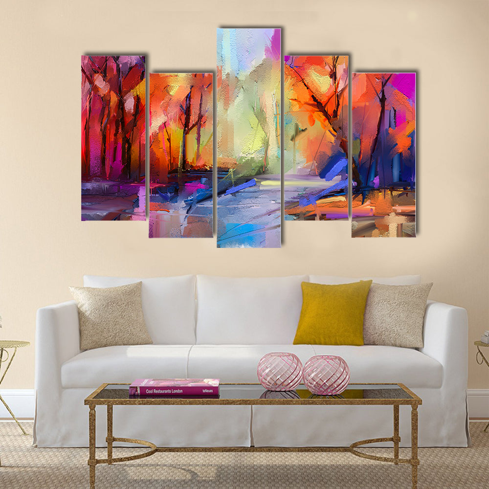 Autumn Forest Path Abstract Canvas Wall Art
