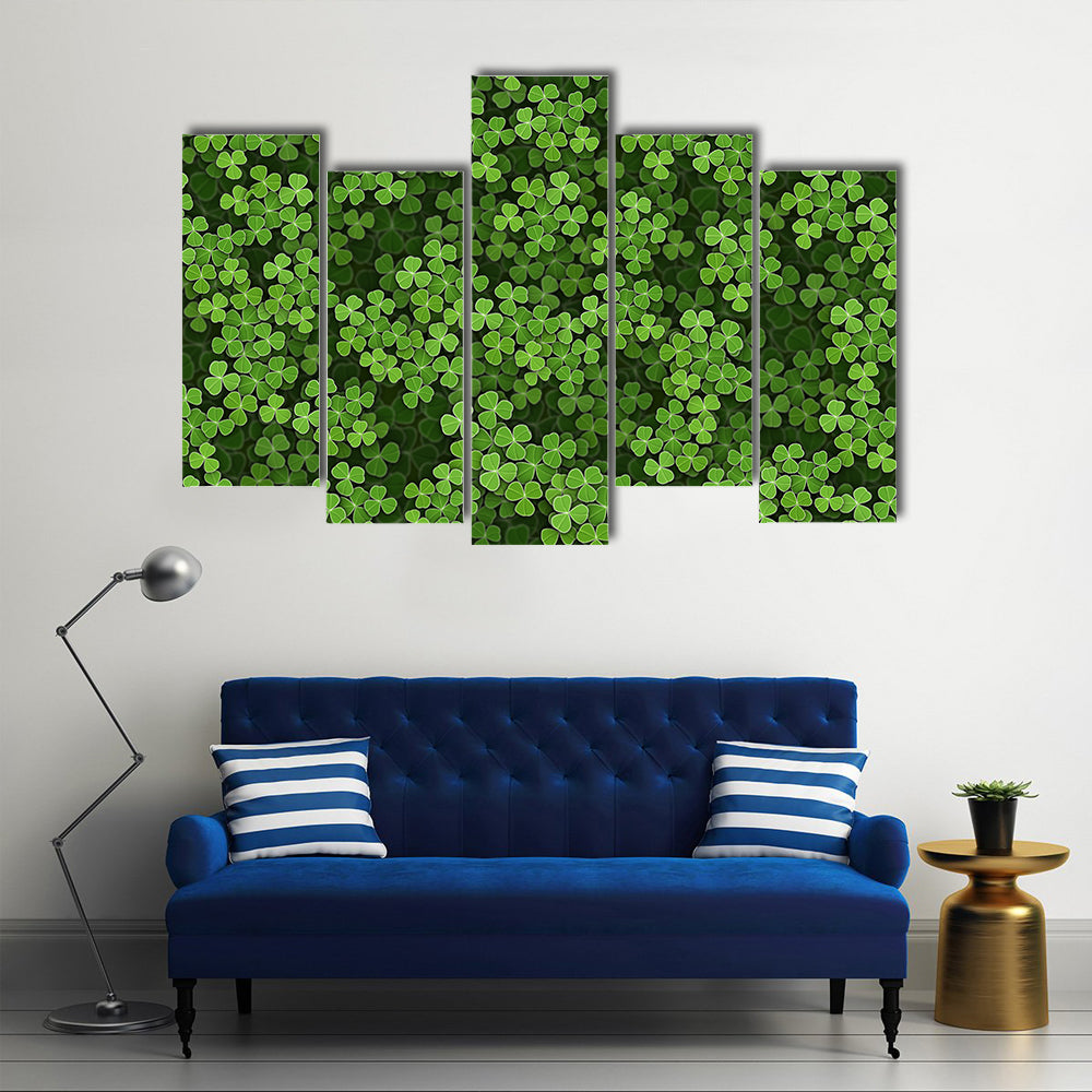 Layered Green Shamrock Illustration Canvas Wall Art