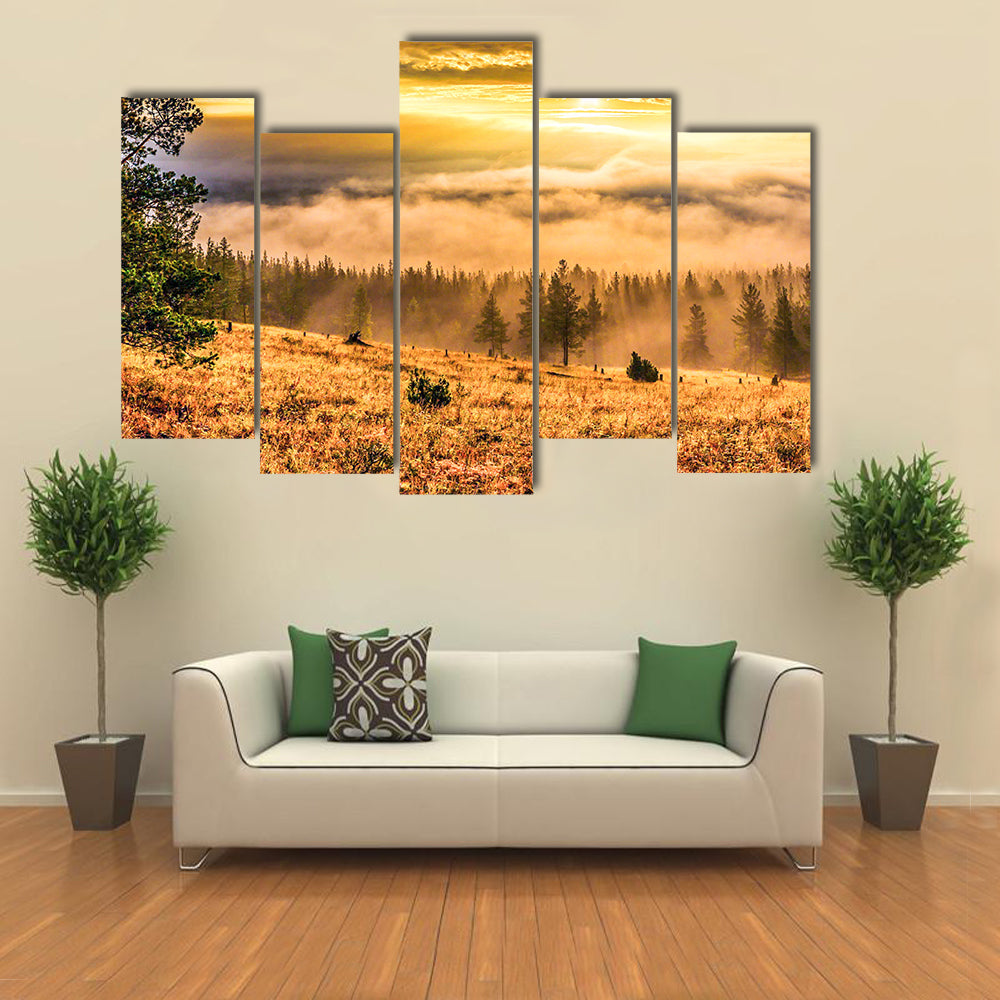 Ural Taiga Hills At Dawn In Bashkortostan Canvas Wall Art