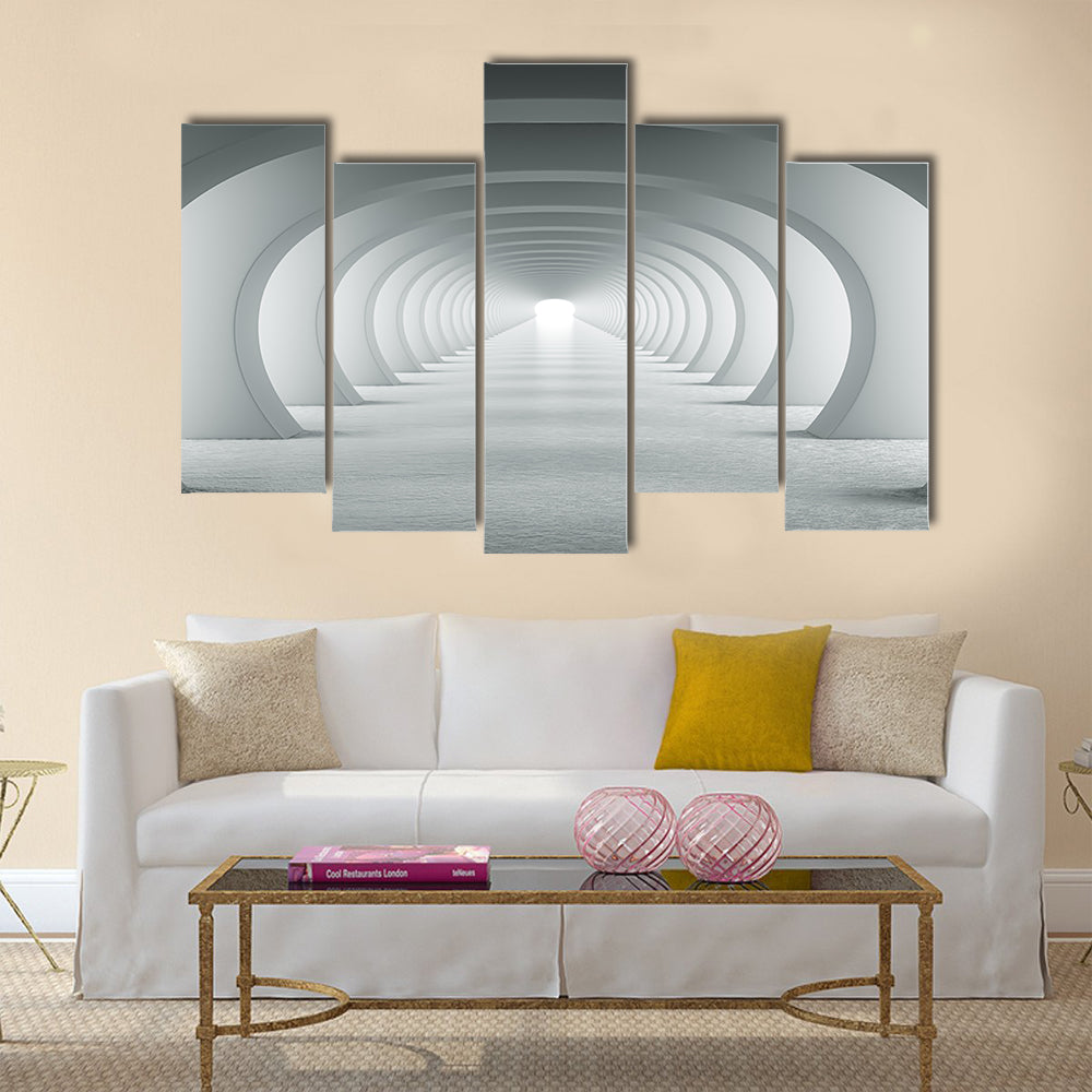 3d White Arch Tunnel Canvas Wall Art