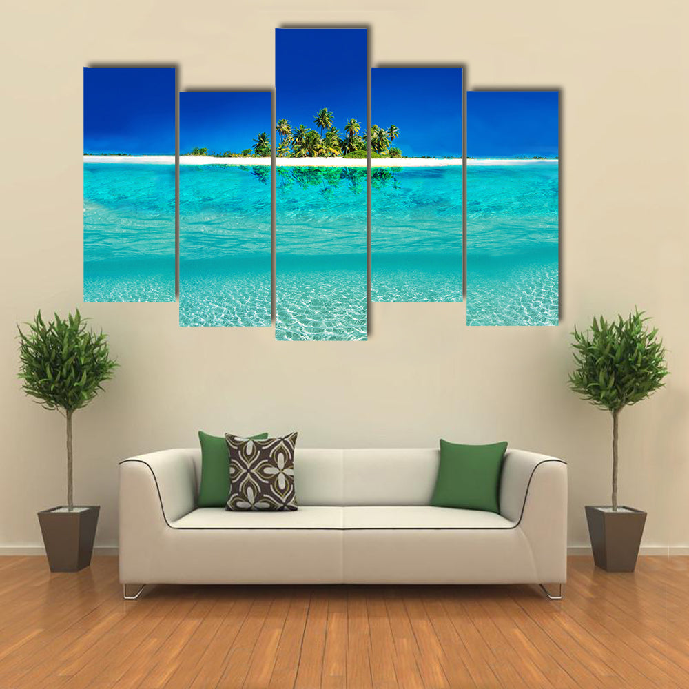 Tropical Island Reflection on the Sea Canvas Wall Art