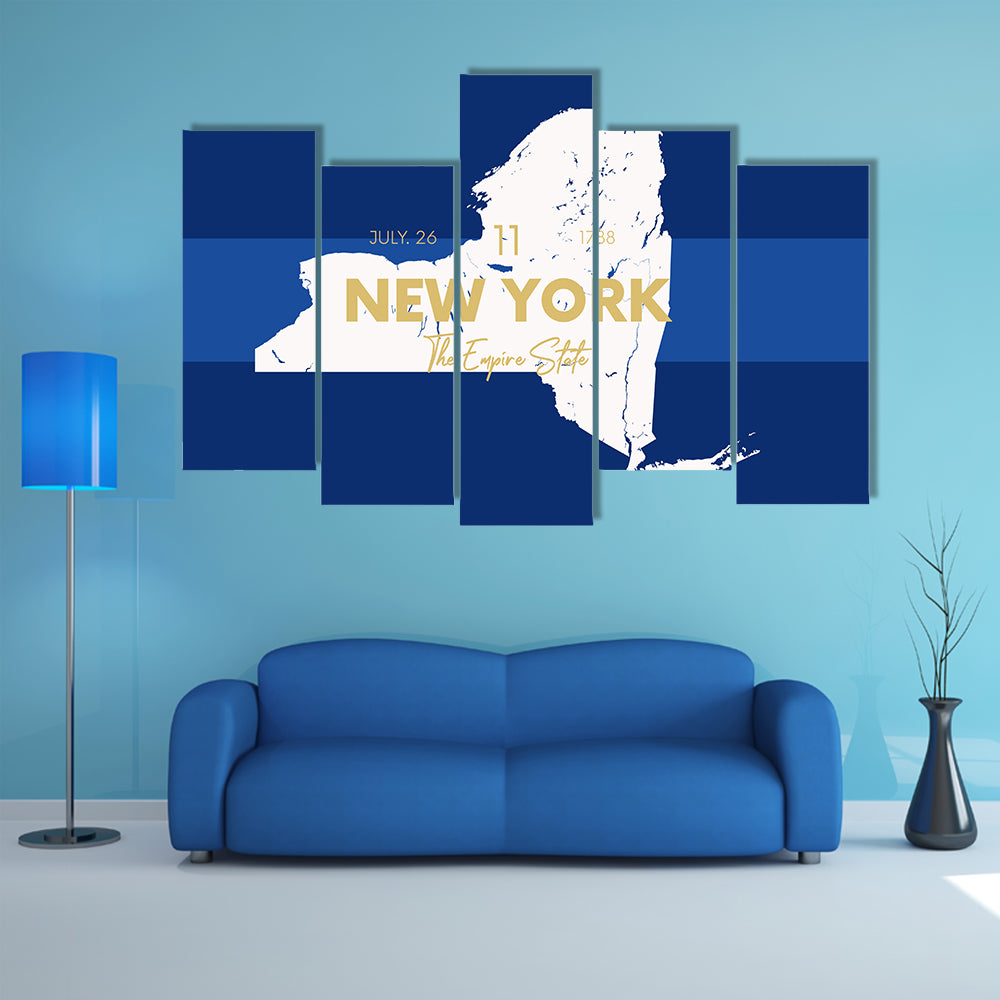 New York State Map Canvas Wall Art