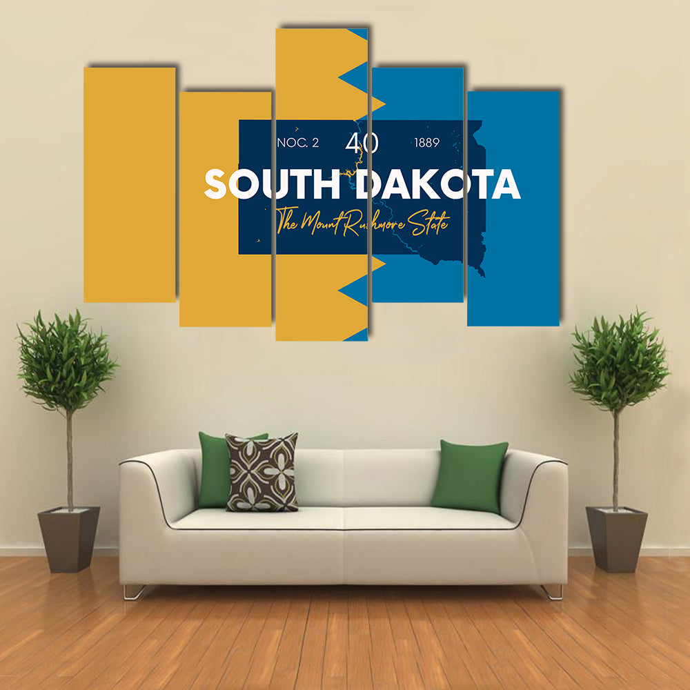 South Dakota State Map Canvas Wall Art