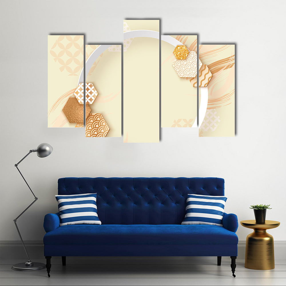 Zen Gold Circle with Pattern Canvas Wall Art